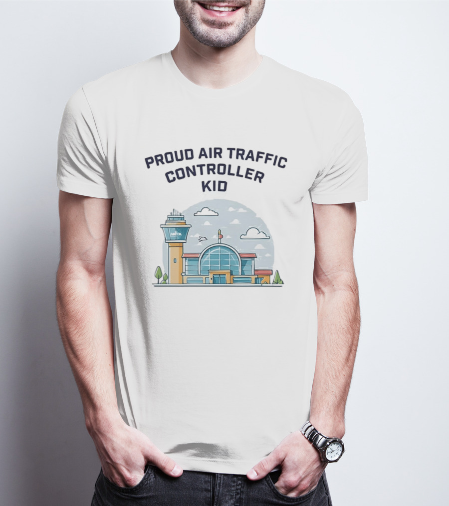 Proud Air Traffic Controller Kid With Tower And Airport T-Shirt