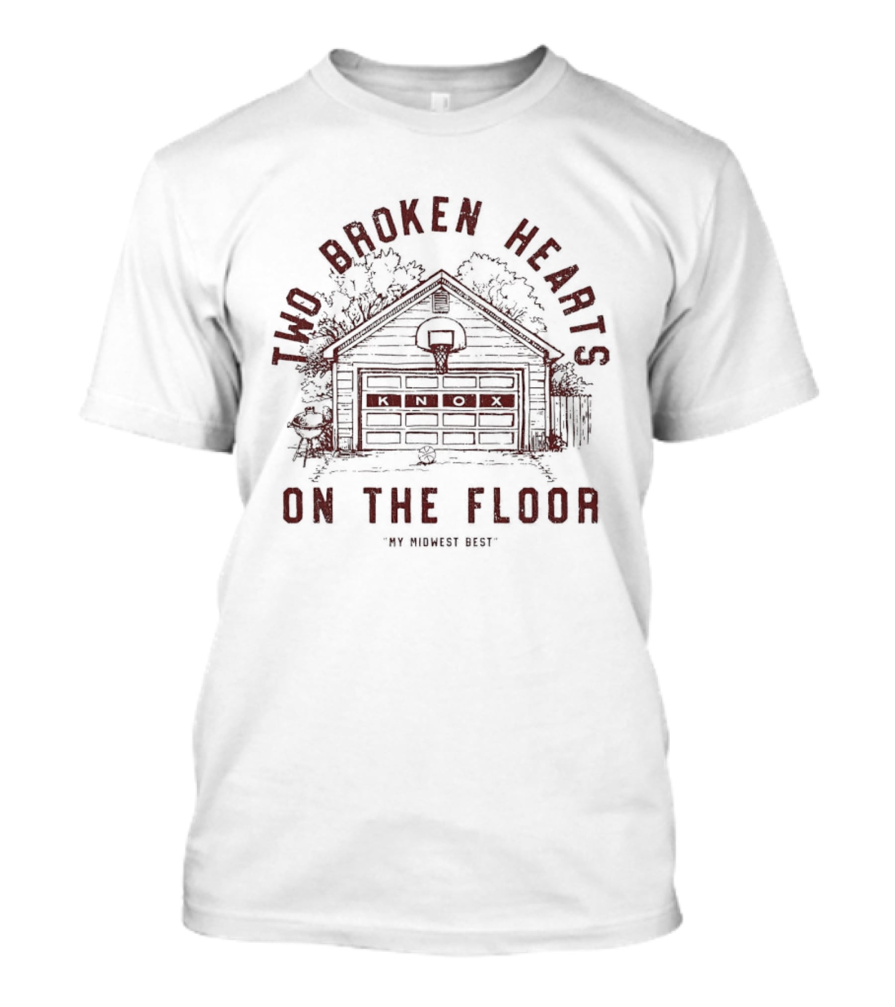 Two Broken Hearts On The Floor Knox Garage Basketball Hoop Midwest T-Shirt
