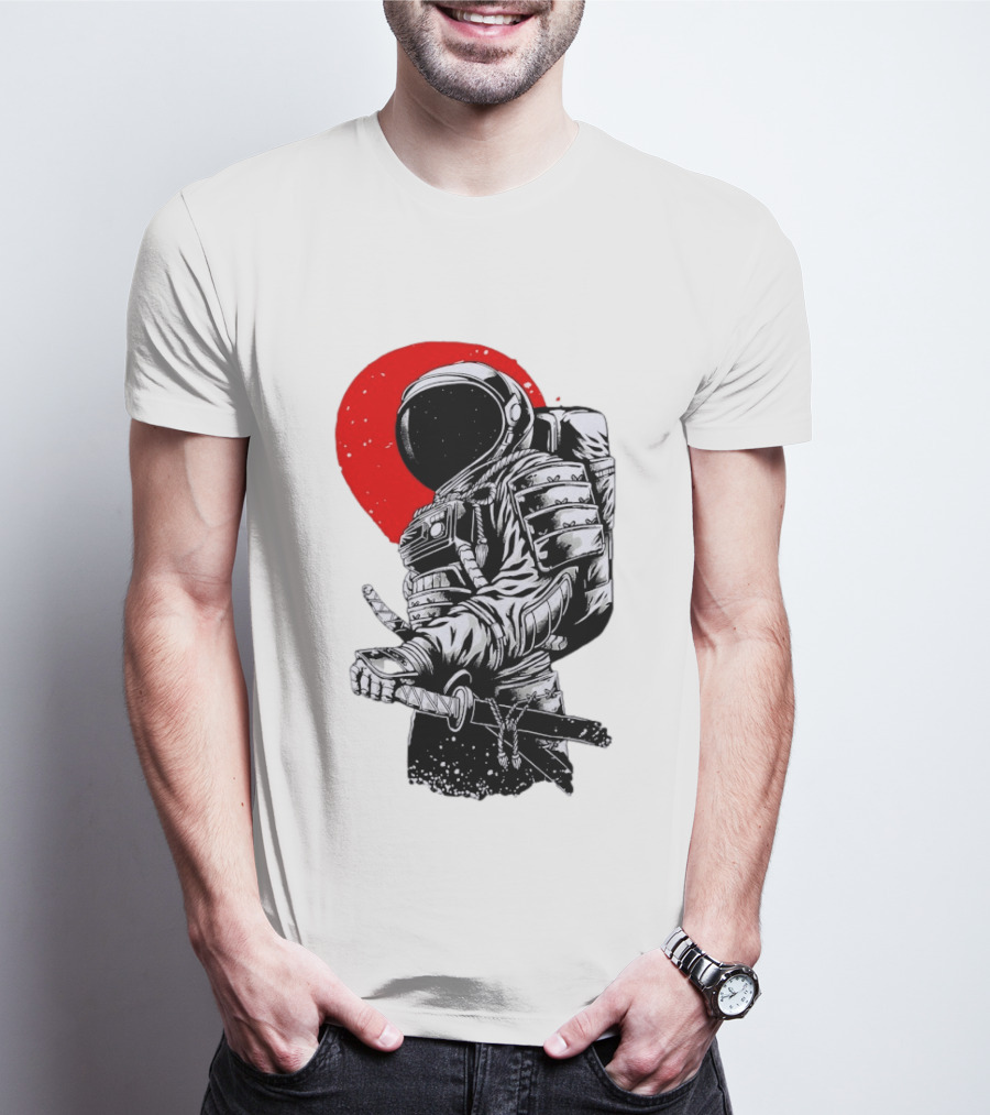 Astronaut Samurai Katana Sword Red Rising Sun T-Shirt