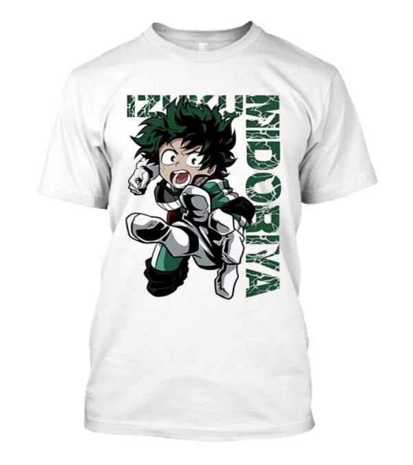 Izuku Midoriya Action Pose Green Hero Costume Anime T-Shirt