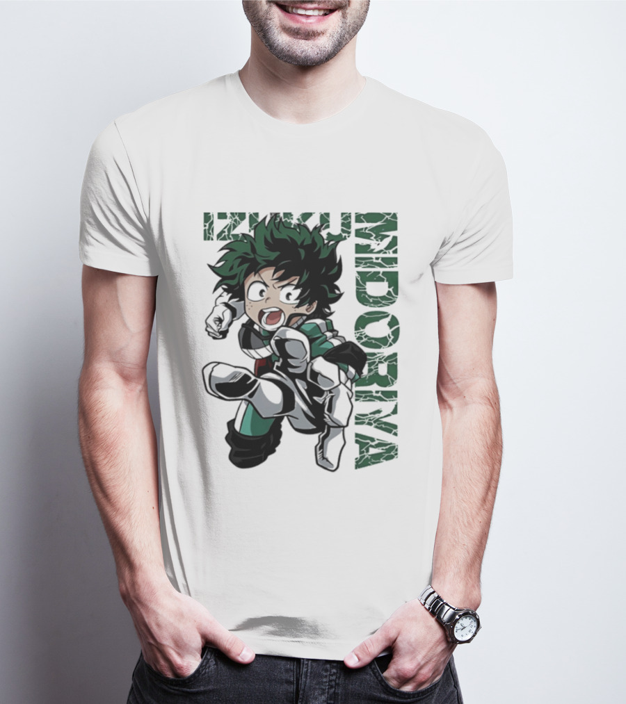Izuku Midoriya Action Pose Green Hero Costume Anime T-Shirt