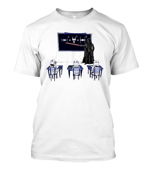 Darth Vader Teaching TIE Fighter Math To Stormtroopers Classroom Cartoon T-Shirt
