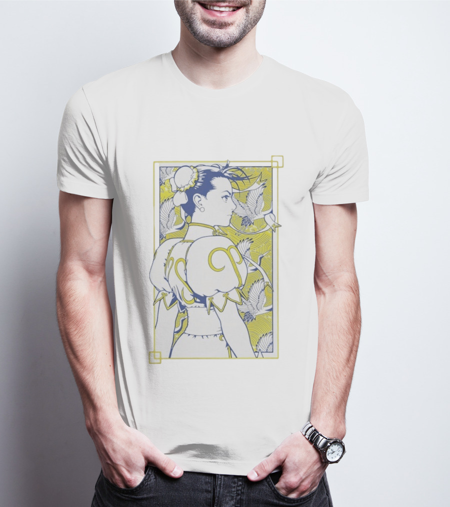 Shinkiro Metallic Chun Li Cranes And Peonies T-Shirt