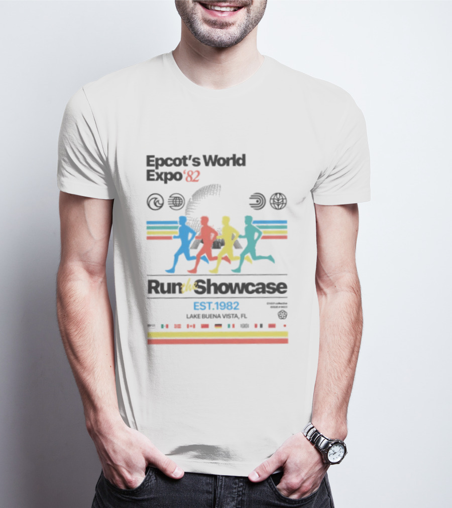 Epcot's World Expo '82 Run The Showcase Lake Buena Vista EST. 1982 T-Shirt