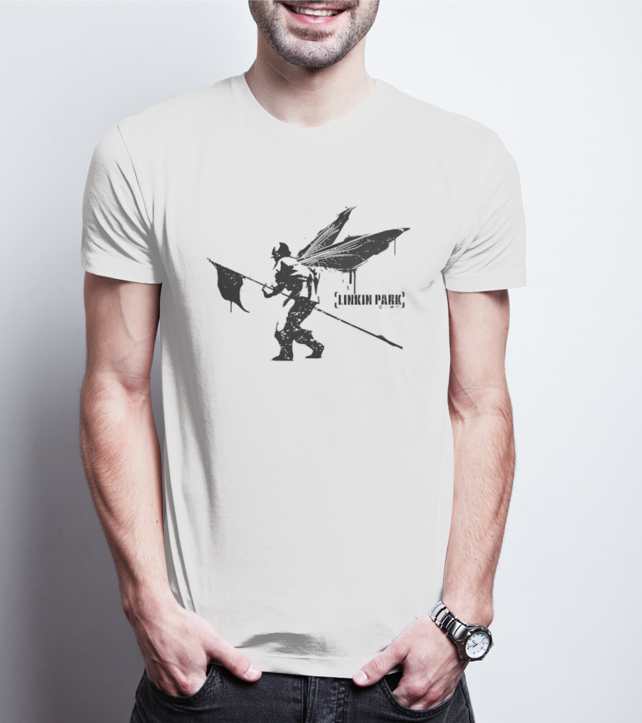 Linkin Park Hybrid Theory Soldier Dragonfly Wings Holding Flag T-Shirt