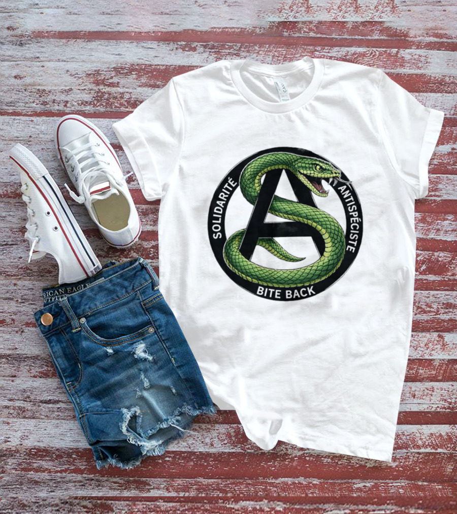 Solidarite Antispeciste Bite Back Anarchist Snake T-Shirt