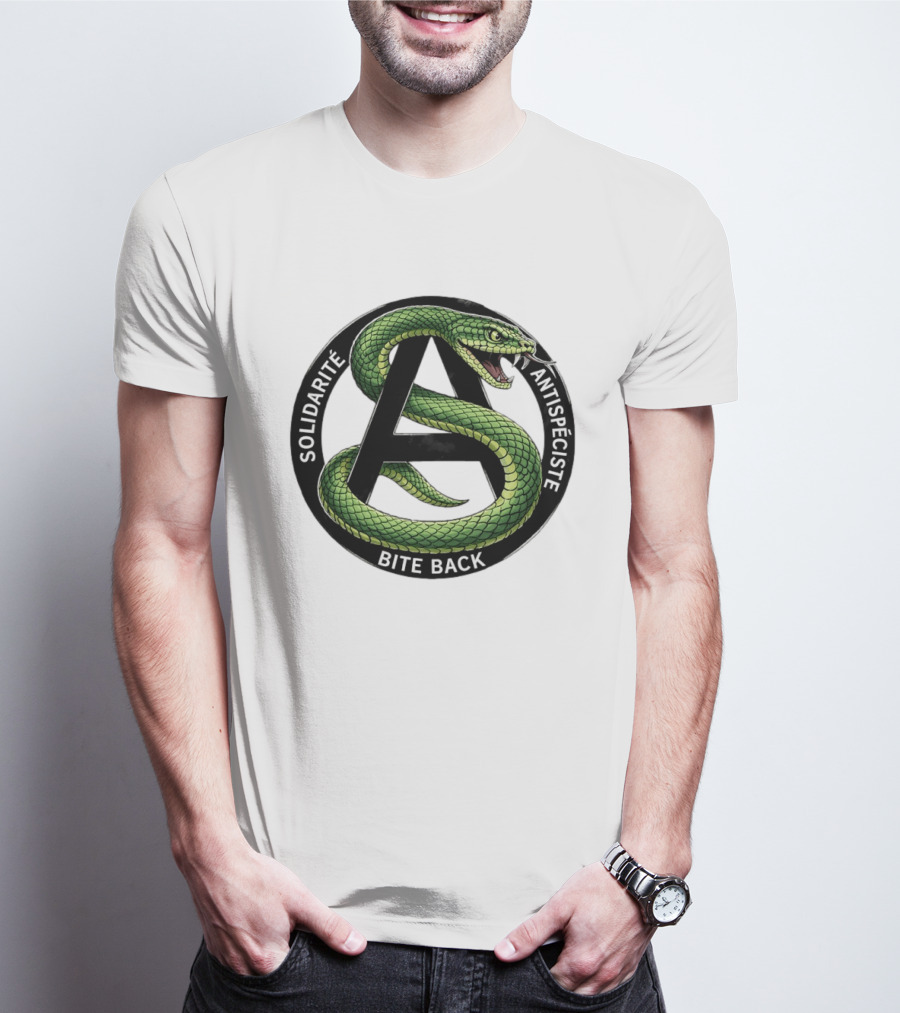 Solidarite Antispeciste Bite Back Anarchist Snake T-Shirt