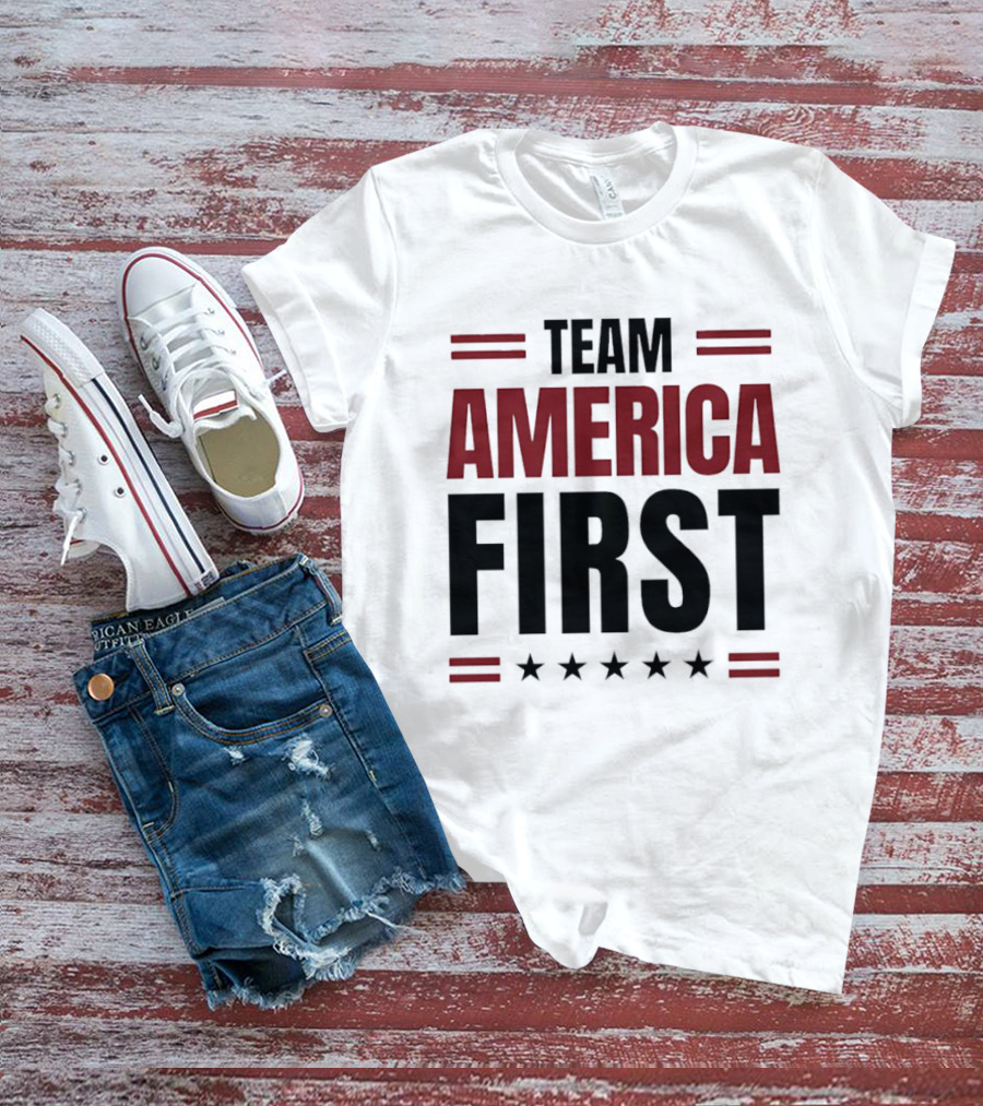 Team America First Patriotic USA Stars Stripes T-Shirt