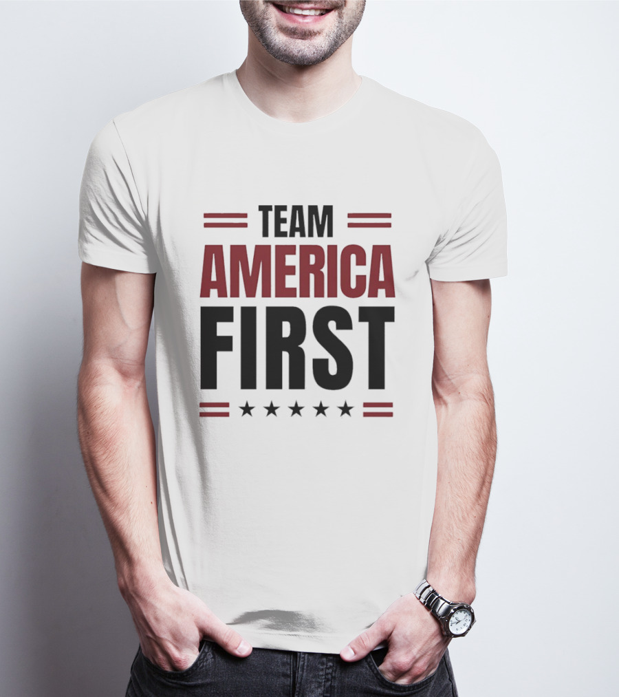 Team America First Patriotic USA Stars Stripes T-Shirt