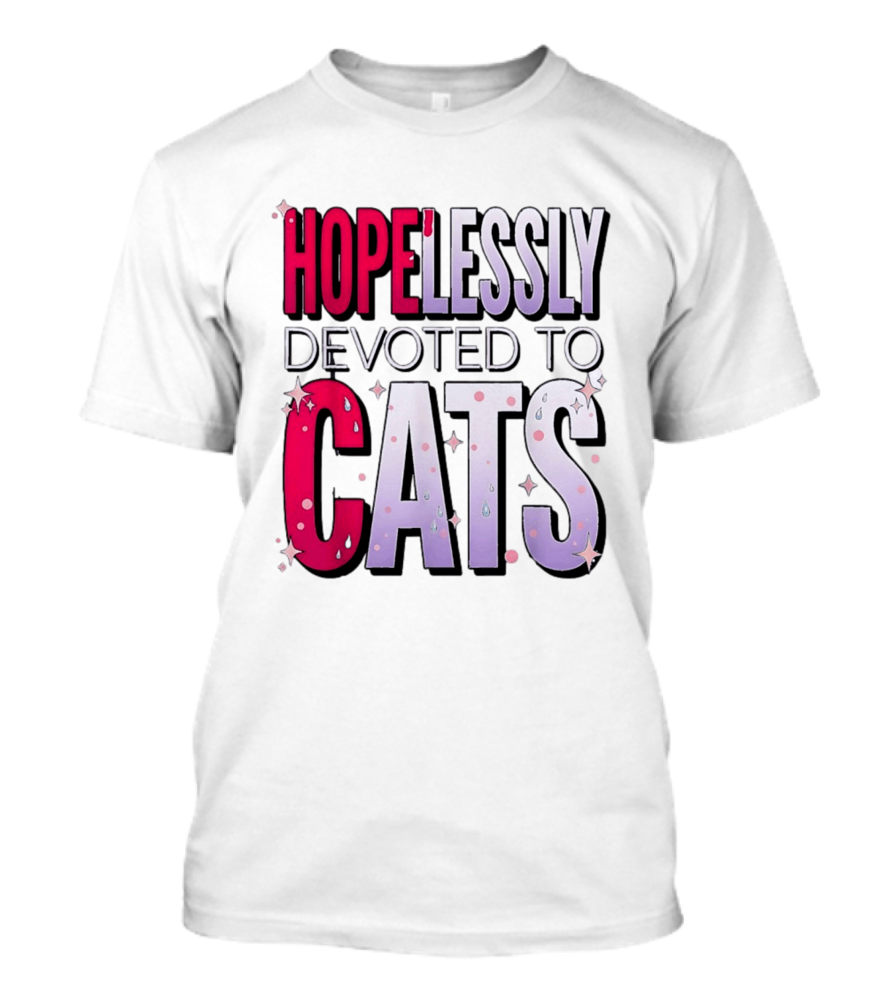 Hopelessly Devoted To Cats Glitter Sparkle T-Shirt