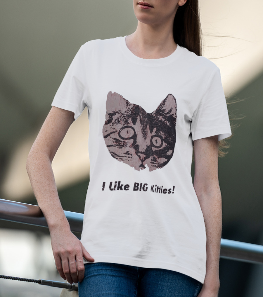 I Like Big Kitties Cat Lover Feline Enthusiast Funny Display T-Shirt