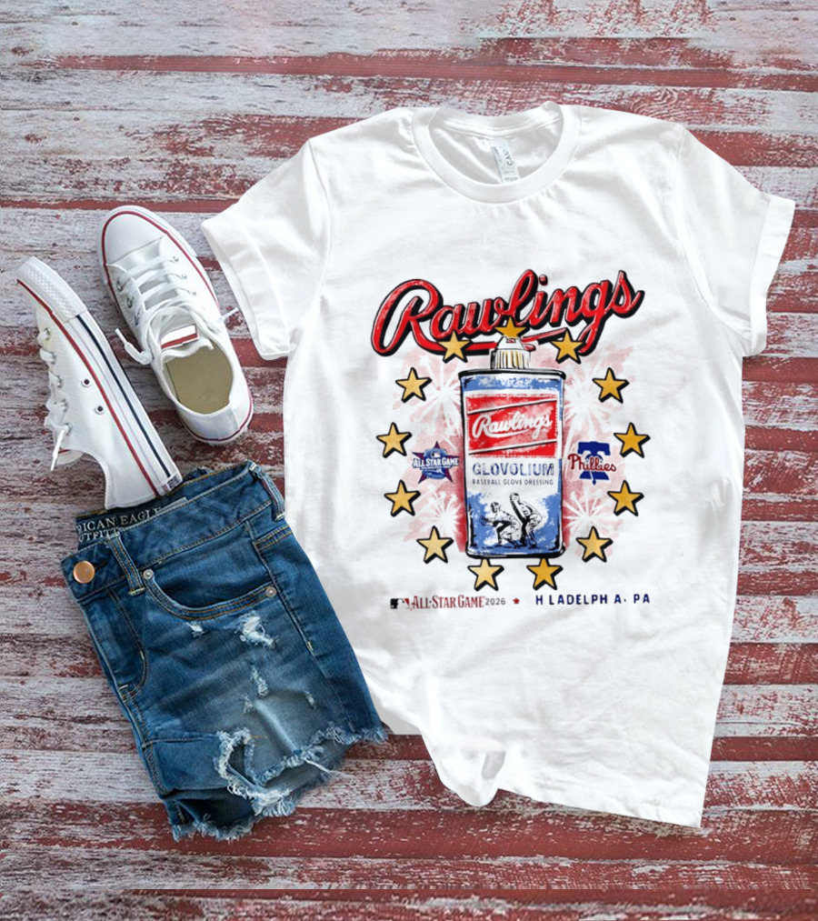Rawlings Glovolium Baseball Glove Dressing 2026 MLB All Star Game Philadelphia PA Phillies T-Shirt