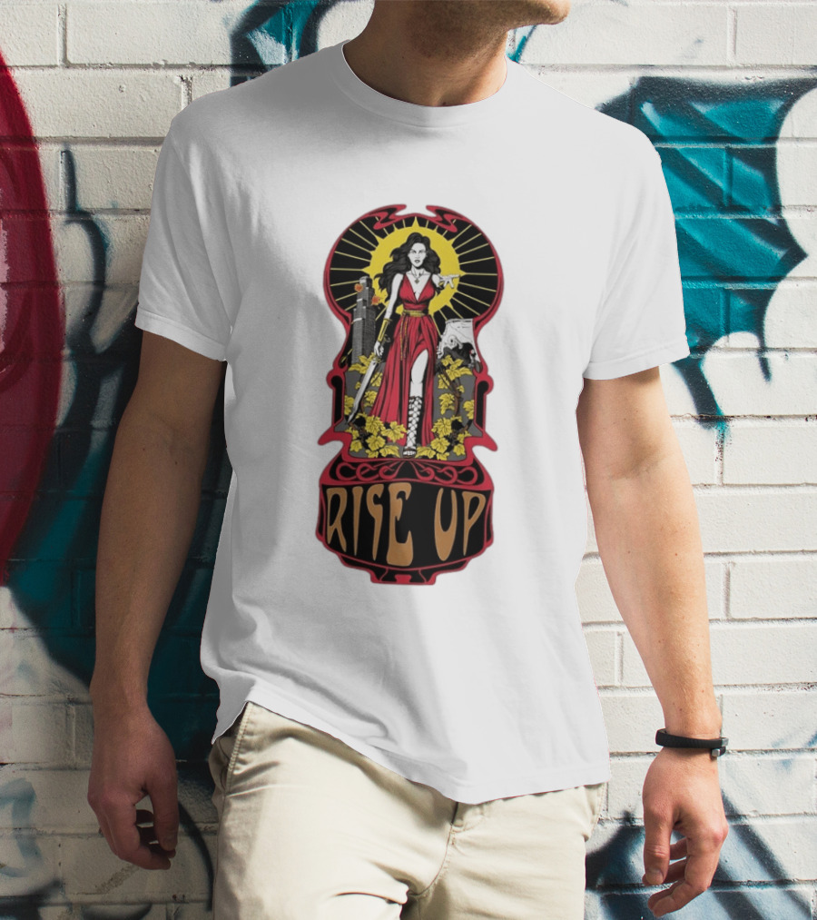 Rise Up Empowerment Resistance Activism Art Deco Warrior Woman T-Shirt