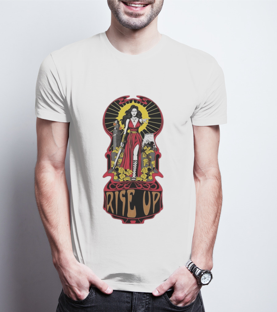 Rise Up Empowerment Resistance Activism Art Deco Warrior Woman T-Shirt