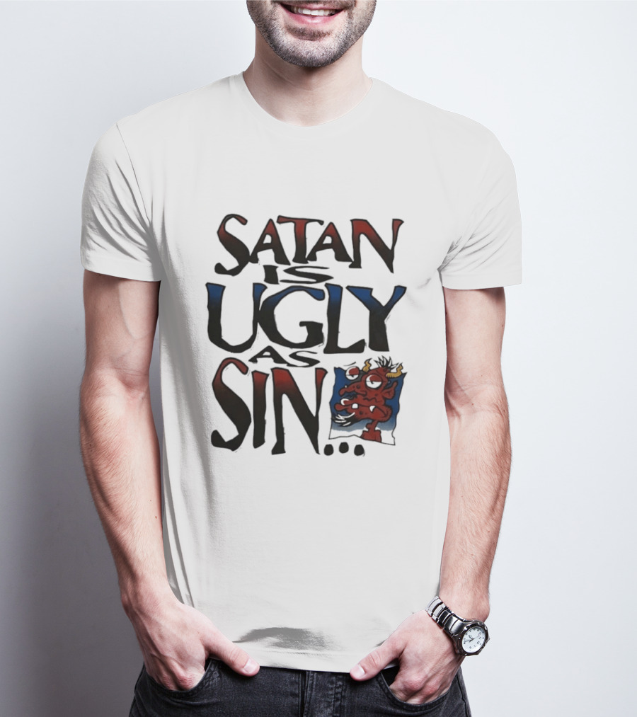 Satan Is Ugly As Sin Red Cartoon T-Shirt