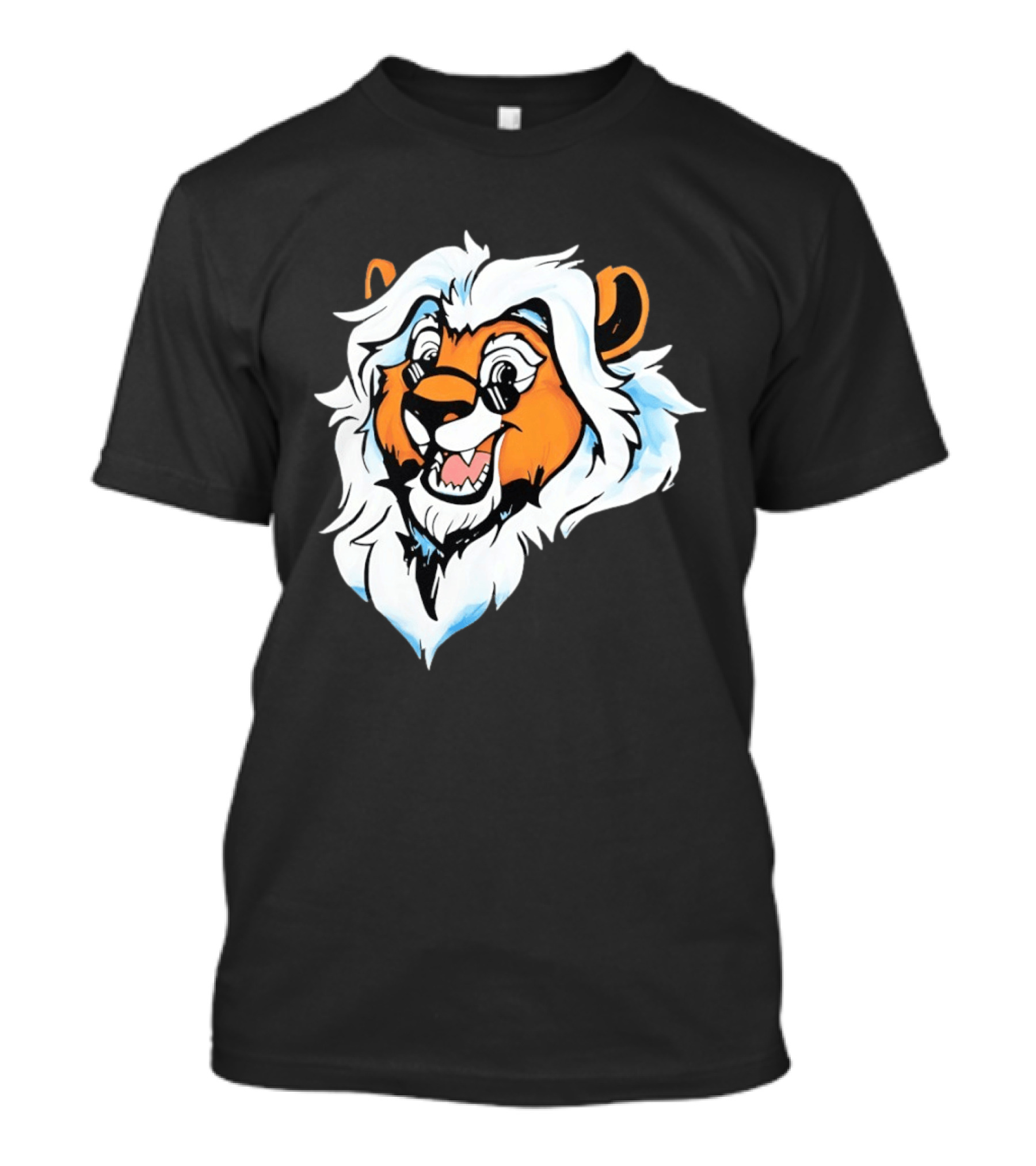 Cartoon Lion Head With Sunglasses And White Mane T-Shirt