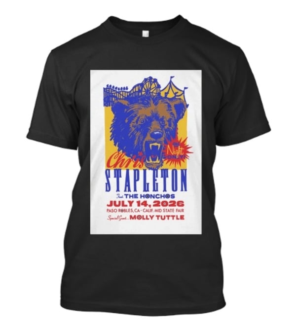 Chris Stapleton Live Concert Paso Robles CA July 14 2026 Featuring The Honchos Special Guest Molly Tuttle T-Shirt
