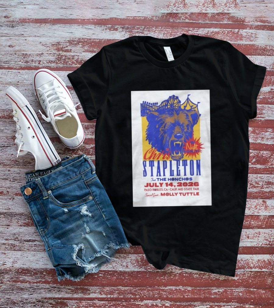 Chris Stapleton Live Concert Paso Robles CA July 14 2026 Featuring The Honchos Special Guest Molly Tuttle T-Shirt