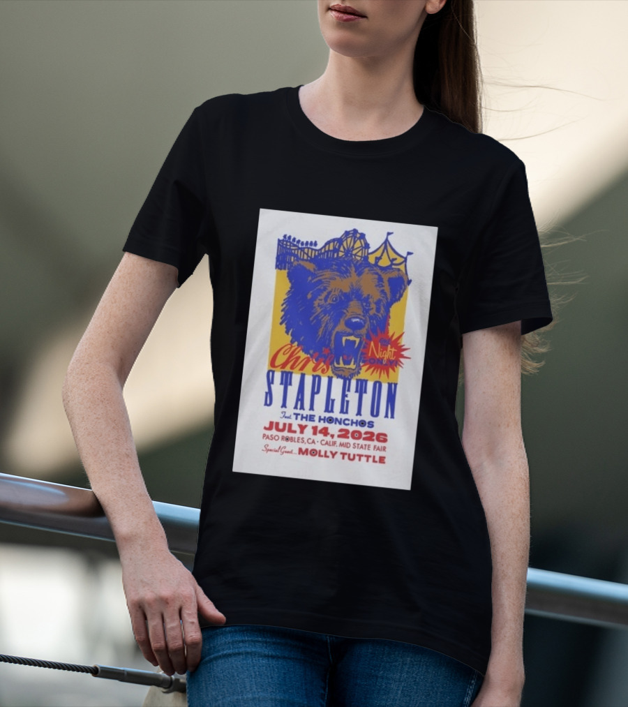 Chris Stapleton Live Concert Paso Robles CA July 14 2026 Featuring The Honchos Special Guest Molly Tuttle T-Shirt