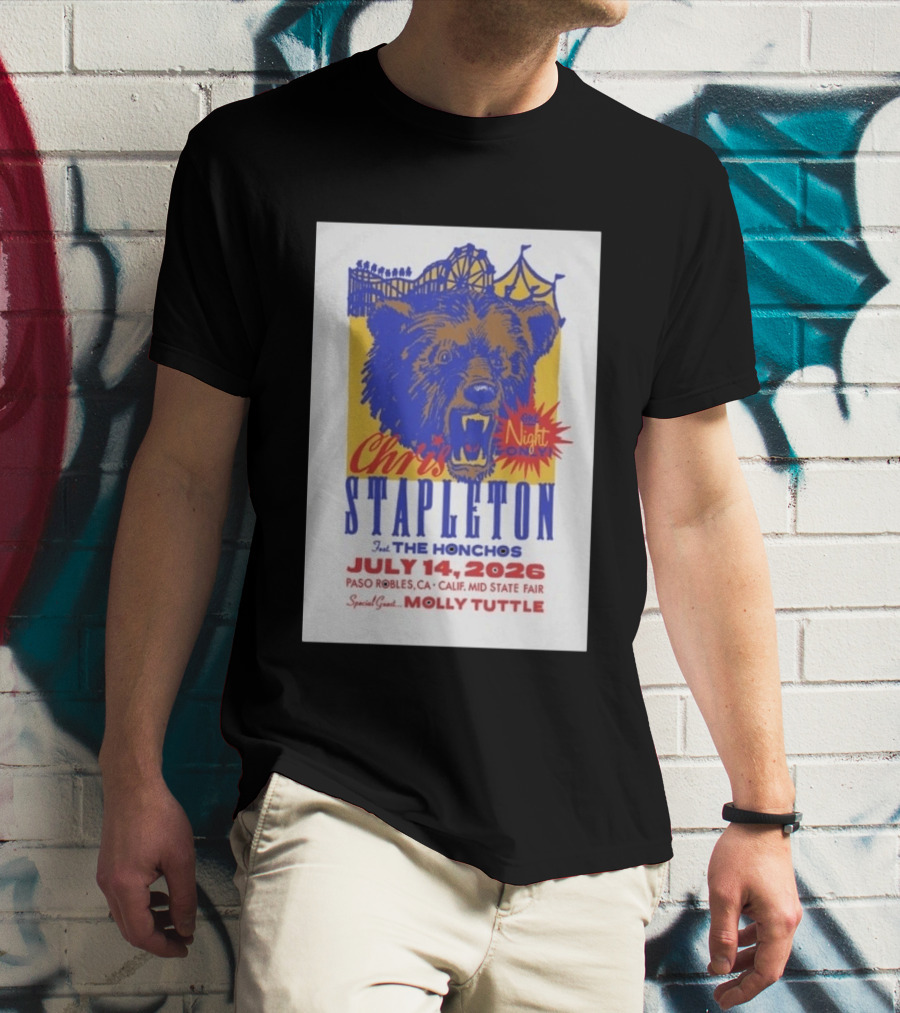 Chris Stapleton Live Concert Paso Robles CA July 14 2026 Featuring The Honchos Special Guest Molly Tuttle T-Shirt