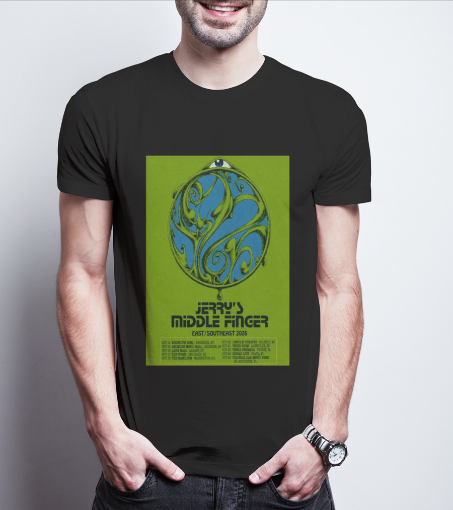 Jerry's Middle Finger East Southeast 2026 Tour Dates With Artistic Eye T-Shirt