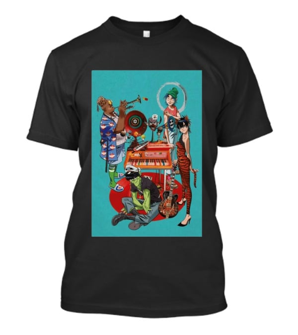 GORILLAZ Songmachine Album Art Characters And Instruments T-Shirt