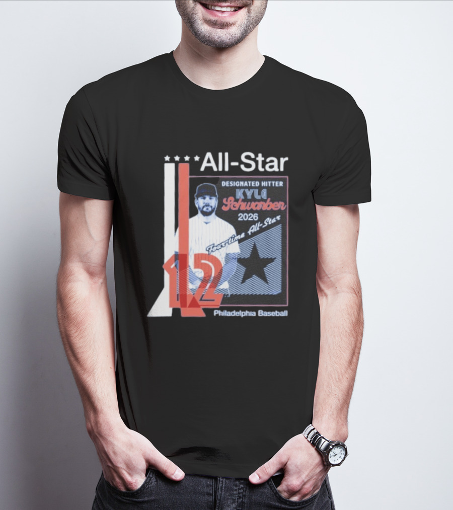Philadelphia Baseball Designated Hitter Kyle Schwarber 2026 Four Time All Star No 12 T-Shirt