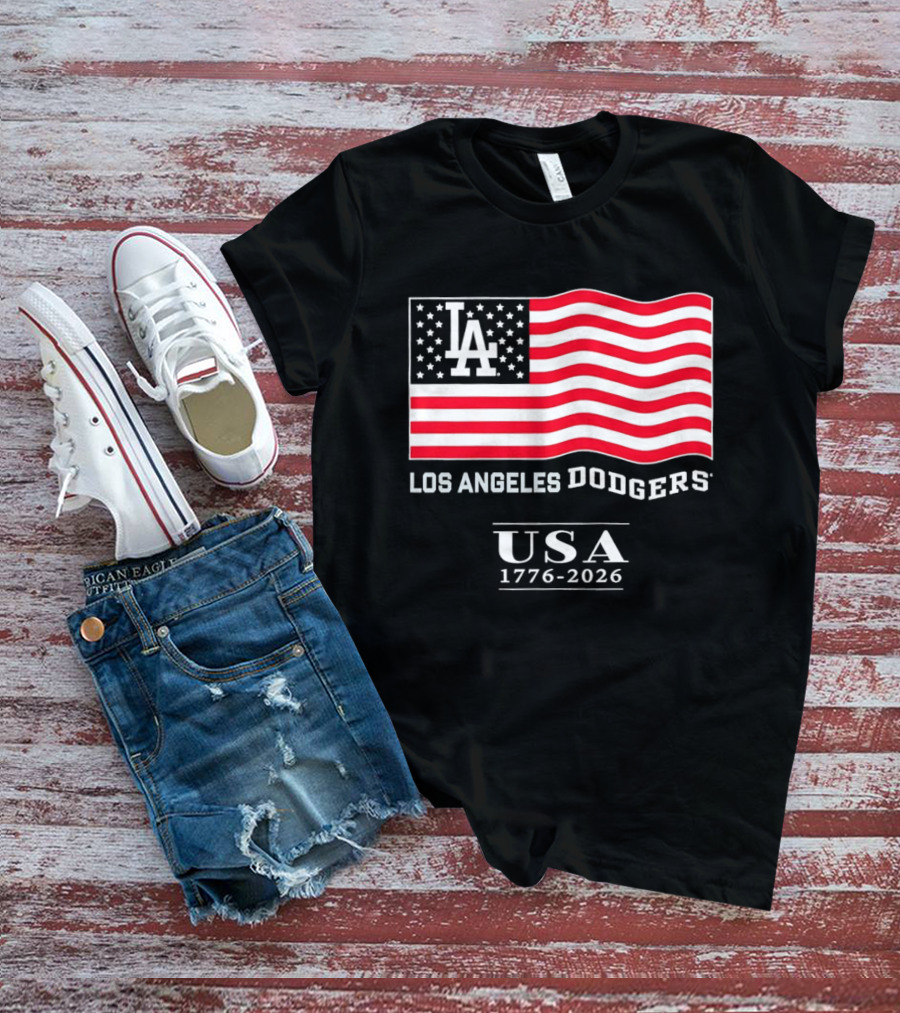 Los Angeles Dodgers USA Flag 1776 2026 T-Shirt