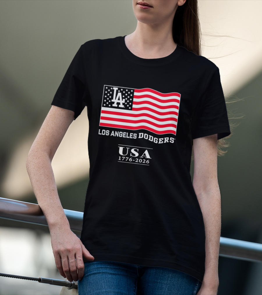 Los Angeles Dodgers USA Flag 1776 2026 T-Shirt