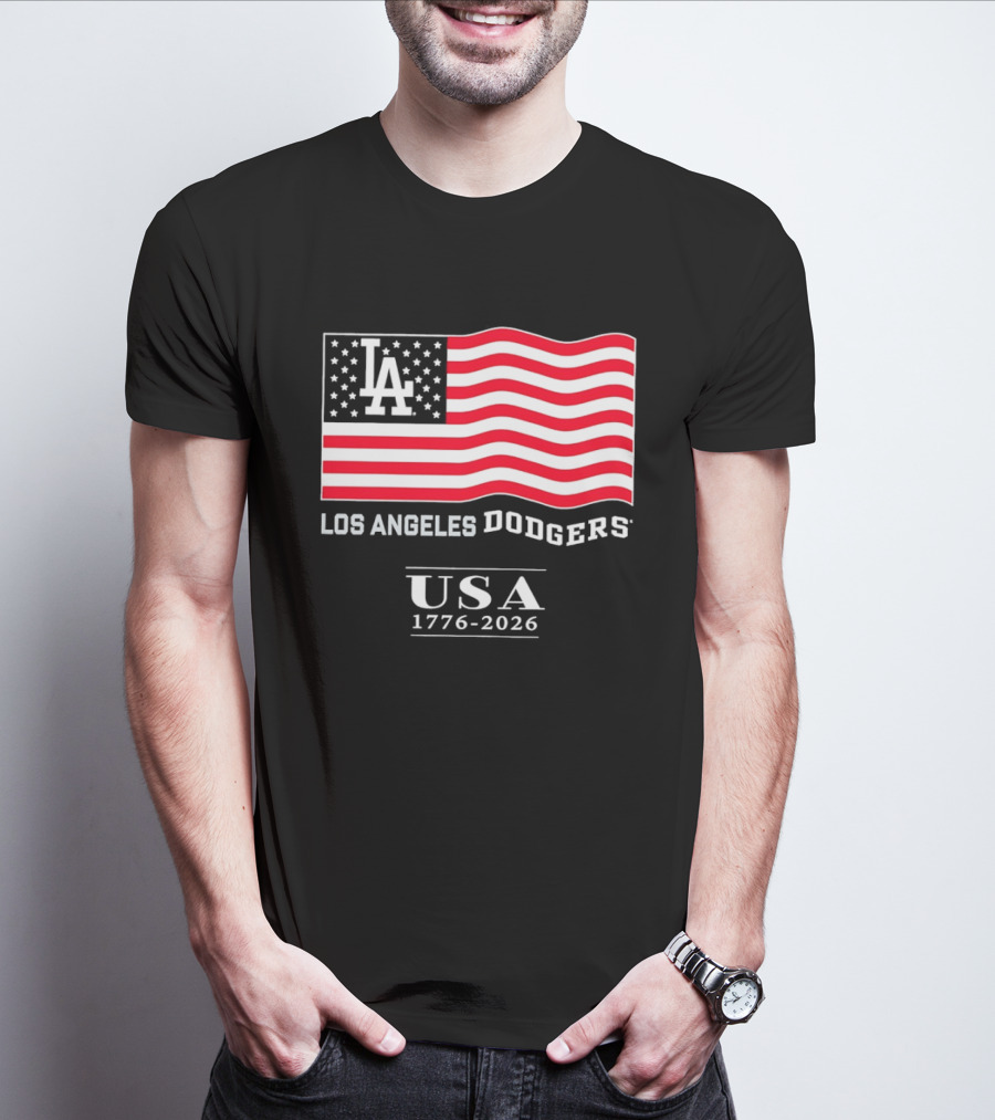 Los Angeles Dodgers USA Flag 1776 2026 T-Shirt