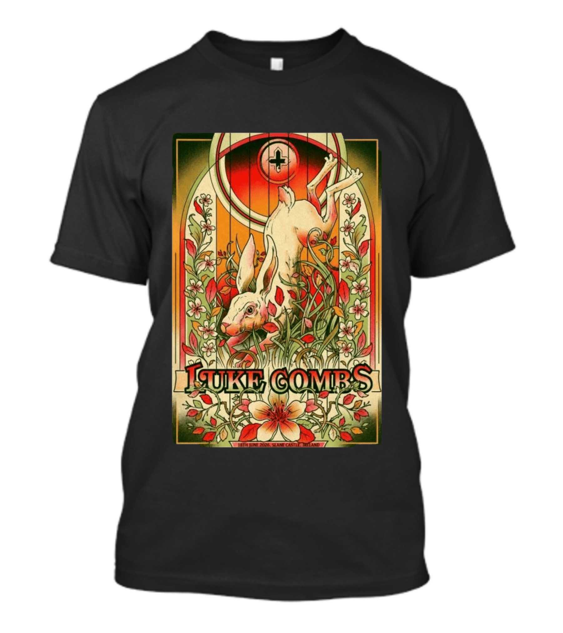 Luke Combs Slane Castle Ireland June 18 2026 Rabbit Floral Art Deco T-Shirt