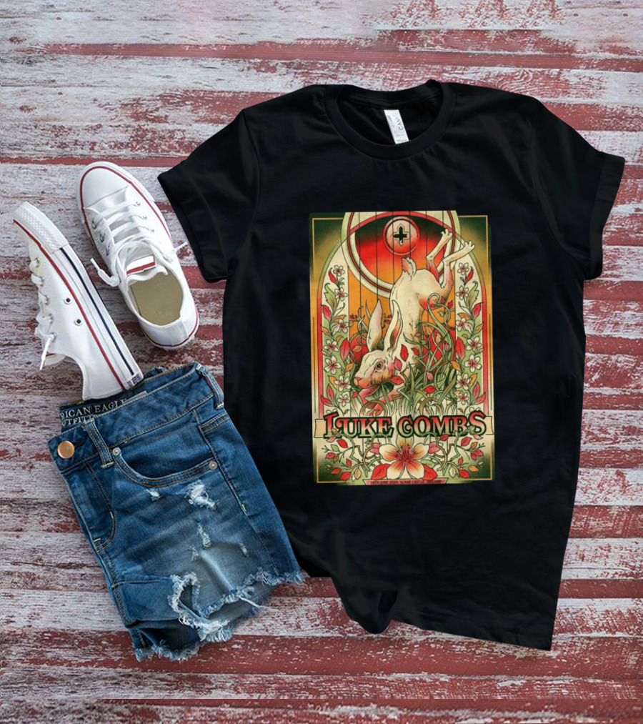 Luke Combs Slane Castle Ireland June 18 2026 Rabbit Floral Art Deco T-Shirt