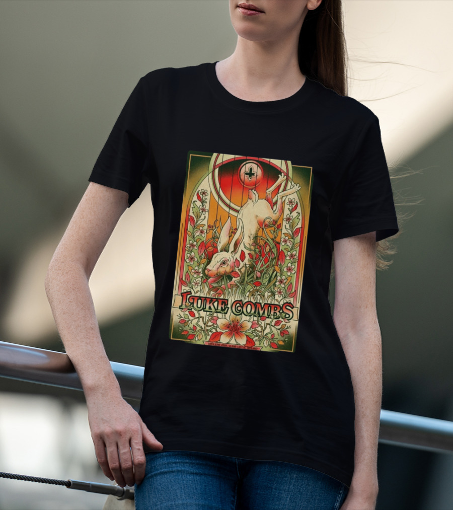 Luke Combs Slane Castle Ireland June 18 2026 Rabbit Floral Art Deco T-Shirt