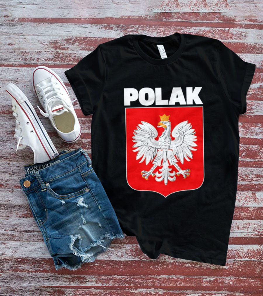 Polak Polish Eagle Emblem White Text Red T-Shirt