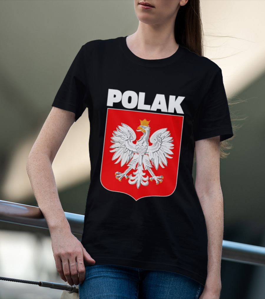 Polak Polish Eagle Emblem White Text Red T-Shirt