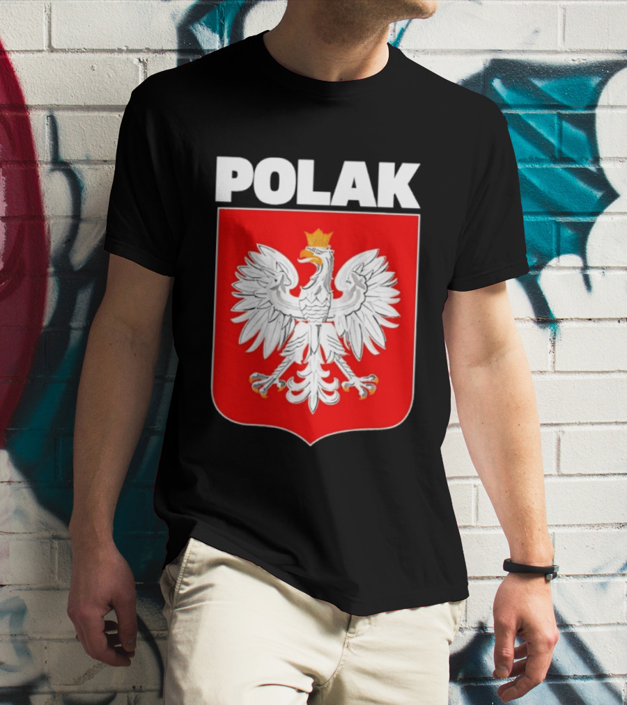 Polak Polish Eagle Emblem White Text Red T-Shirt