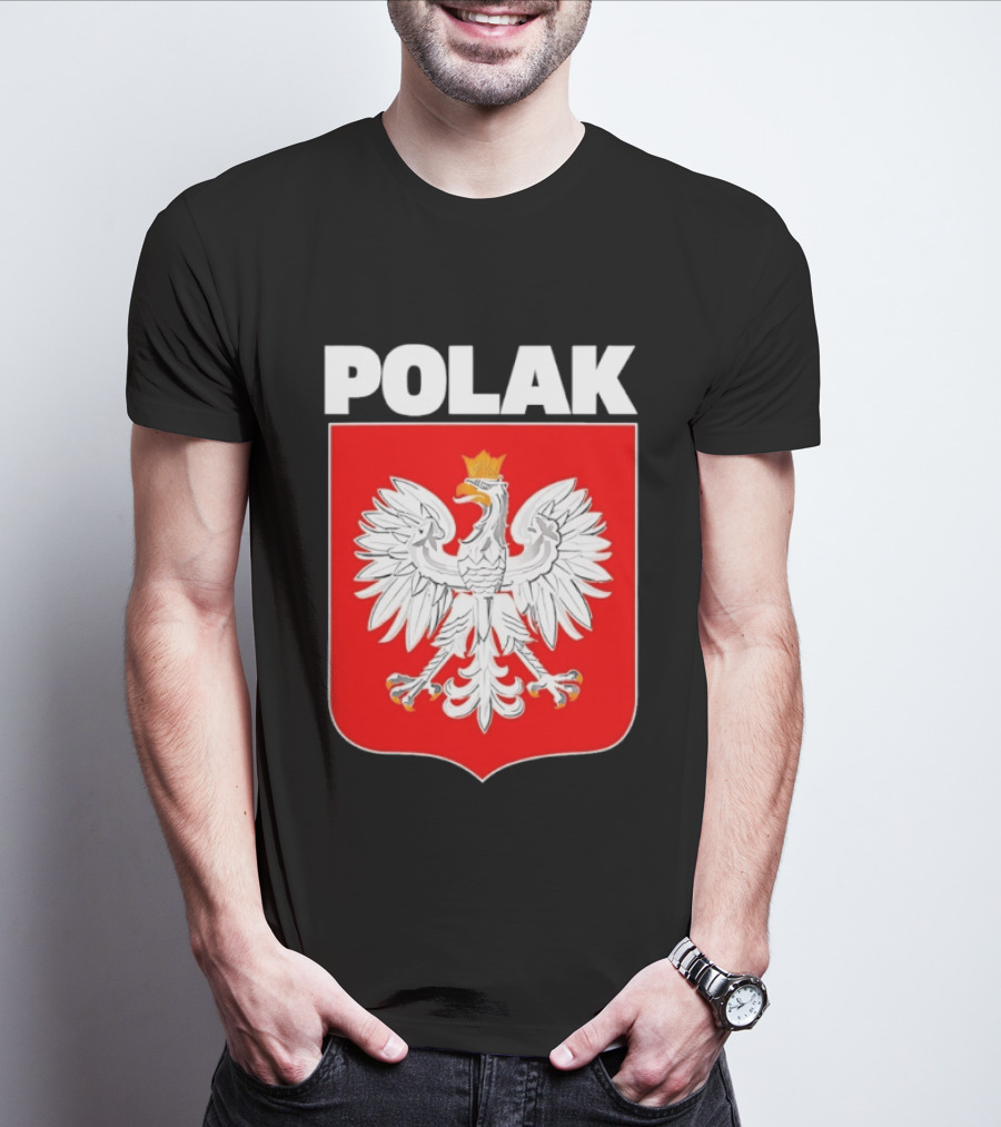 Polak Polish Eagle Emblem White Text Red T-Shirt