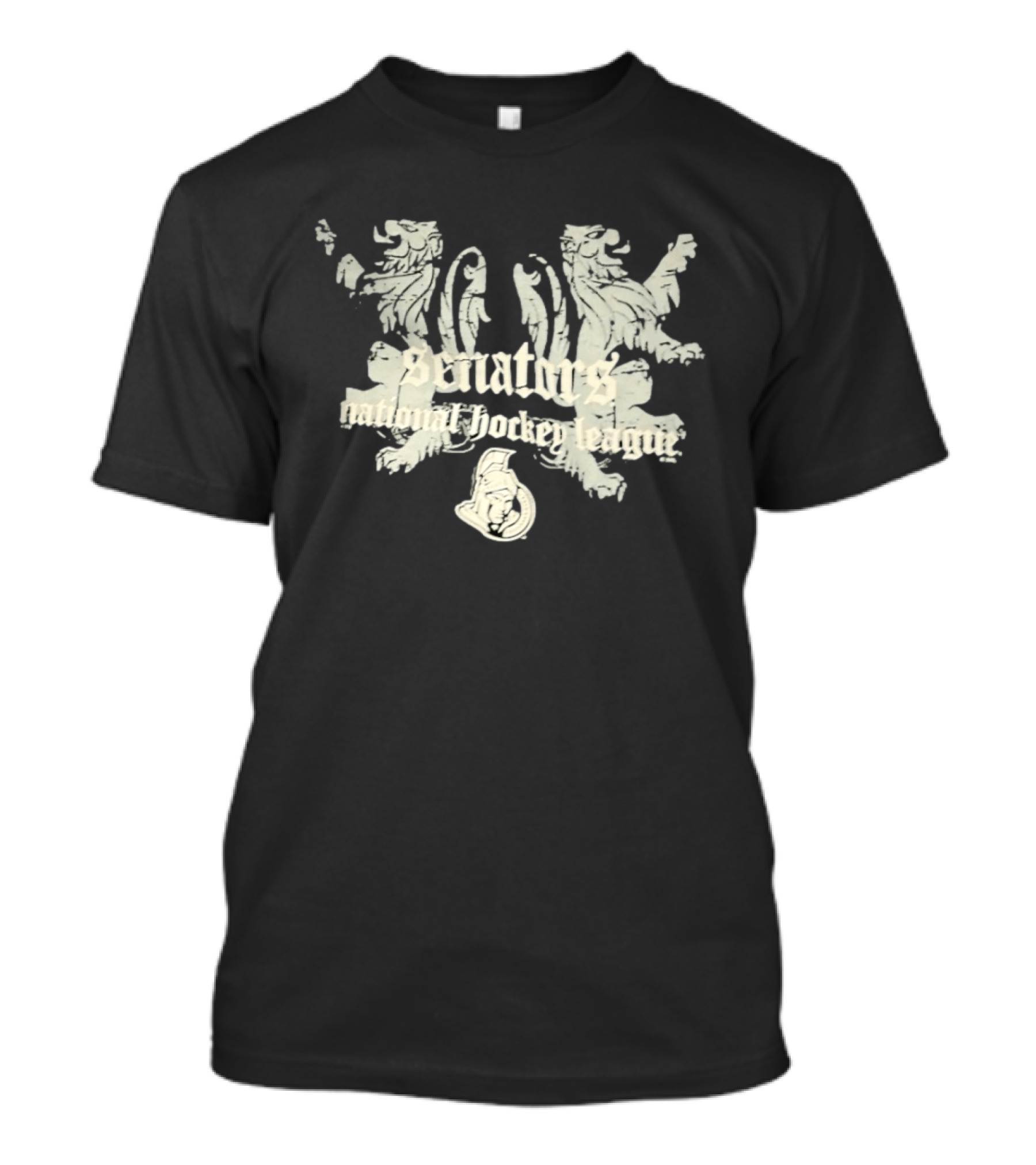 Ottawa Senators National Hockey League Distressed Vintage Crest With Lions T-Shirt