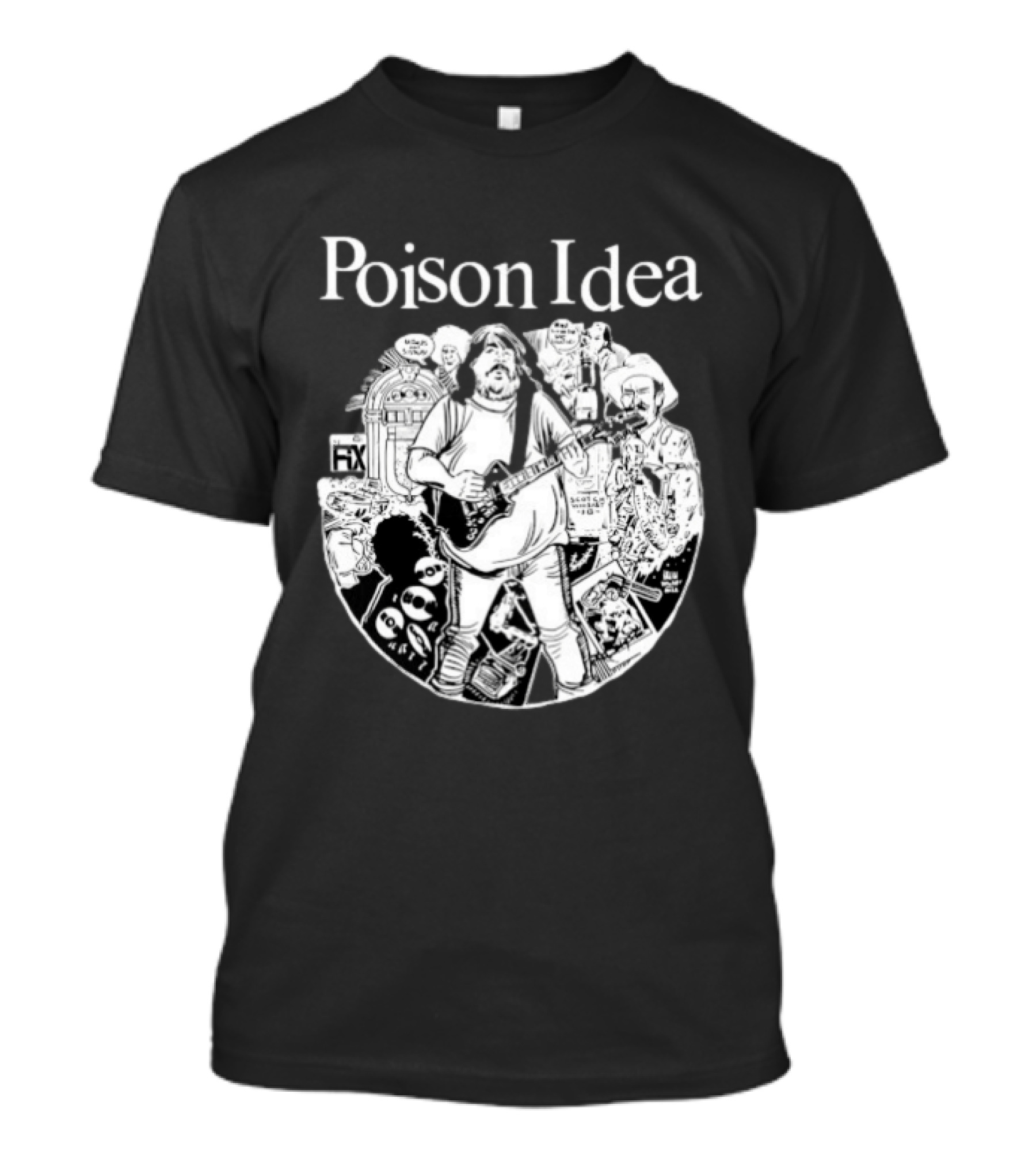 Poison Idea Jerry A Casale Portland Punk Black And White Sketch Montage T-Shirt