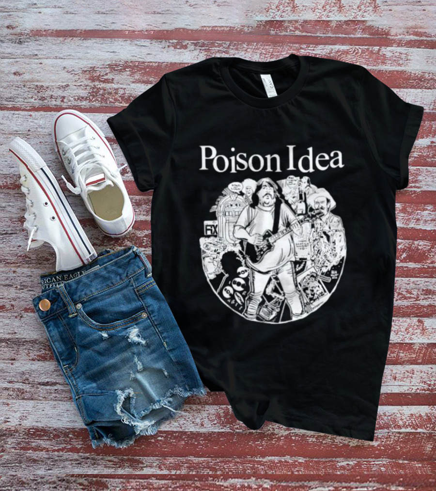 Poison Idea Jerry A Casale Portland Punk Black And White Sketch Montage T-Shirt