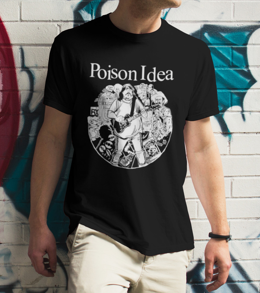 Poison Idea Jerry A Casale Portland Punk Black And White Sketch Montage T-Shirt