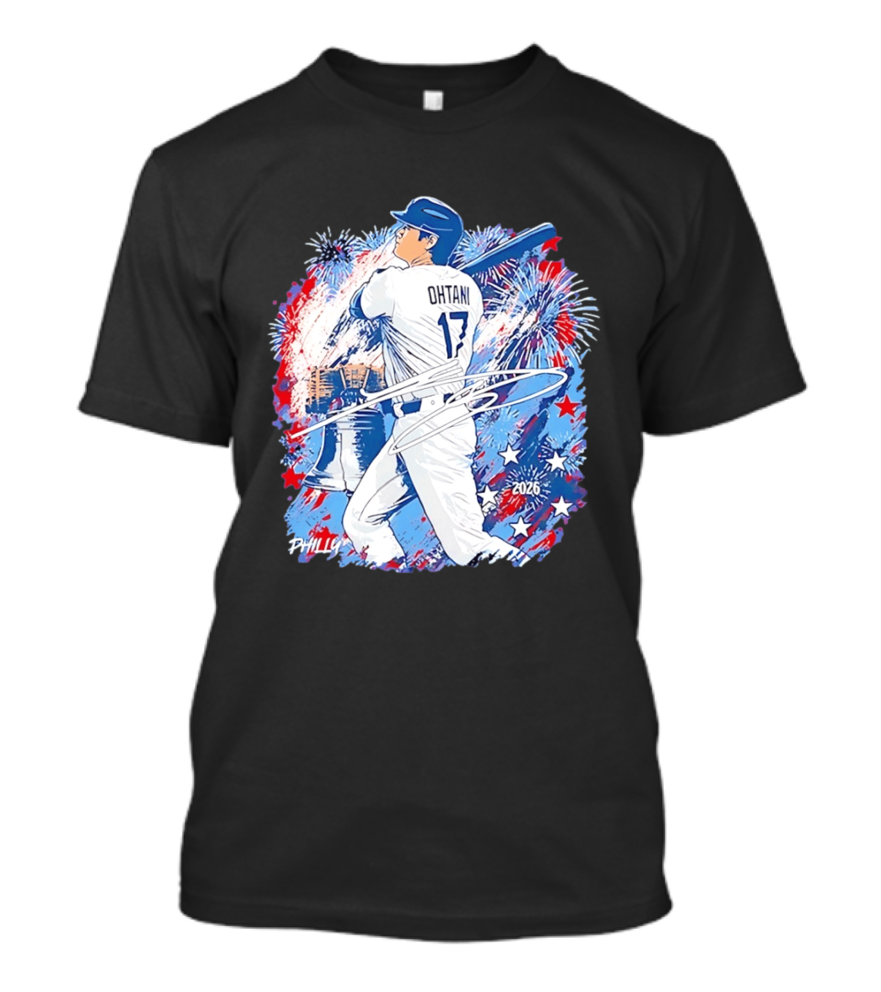 Ohtani 17 Philly 2026 Baseball Fireworks Liberty Bell T-Shirt