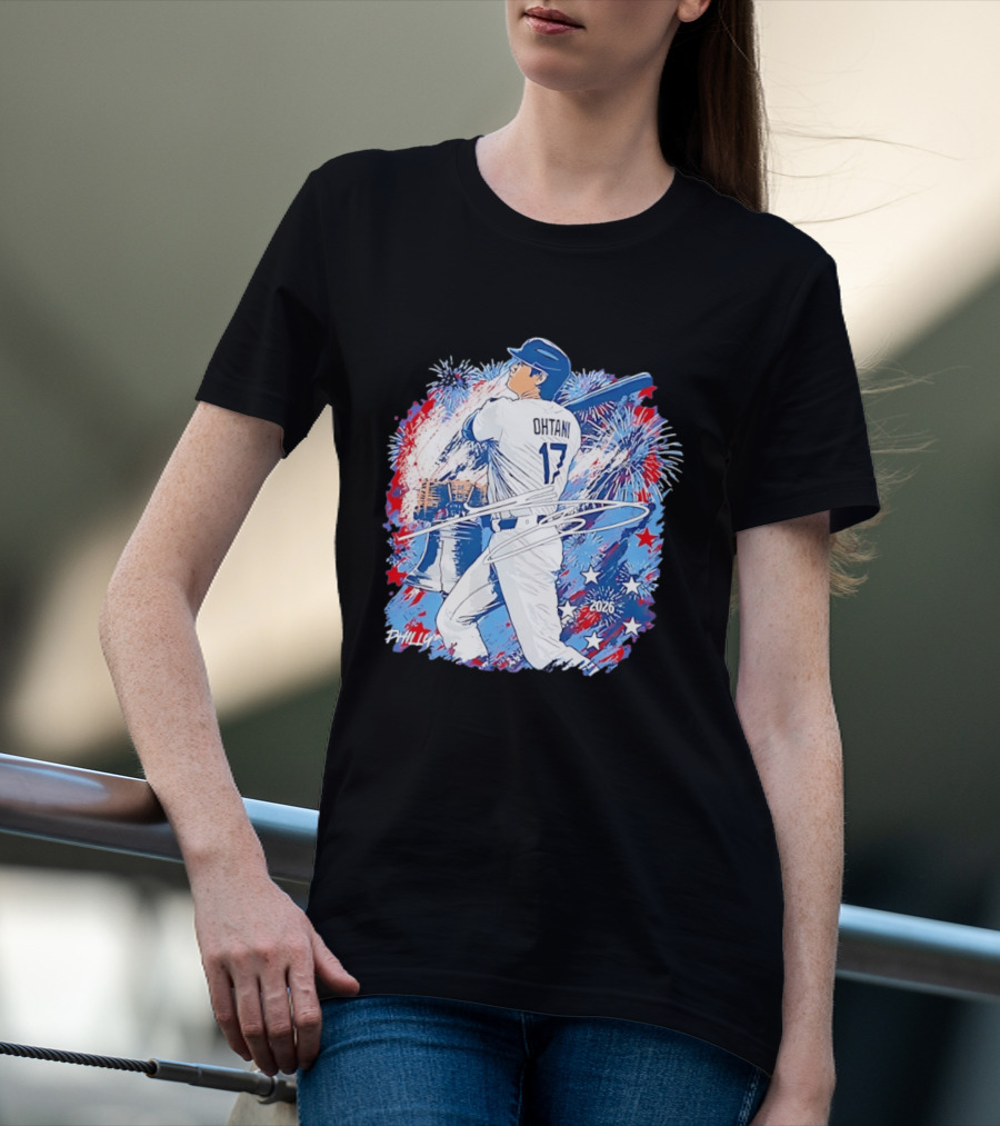 Ohtani 17 Philly 2026 Baseball Fireworks Liberty Bell T-Shirt