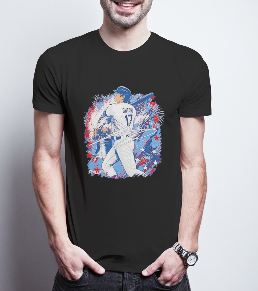 Ohtani 17 Philly 2026 Baseball Fireworks Liberty Bell T-Shirt