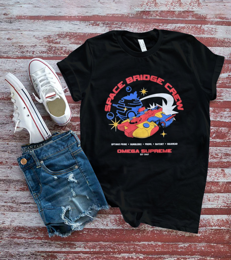 Space Bridge Crew Omega Supreme Optimus Prime Bumblebee Prowl Ratchet Bulkhead T-Shirt