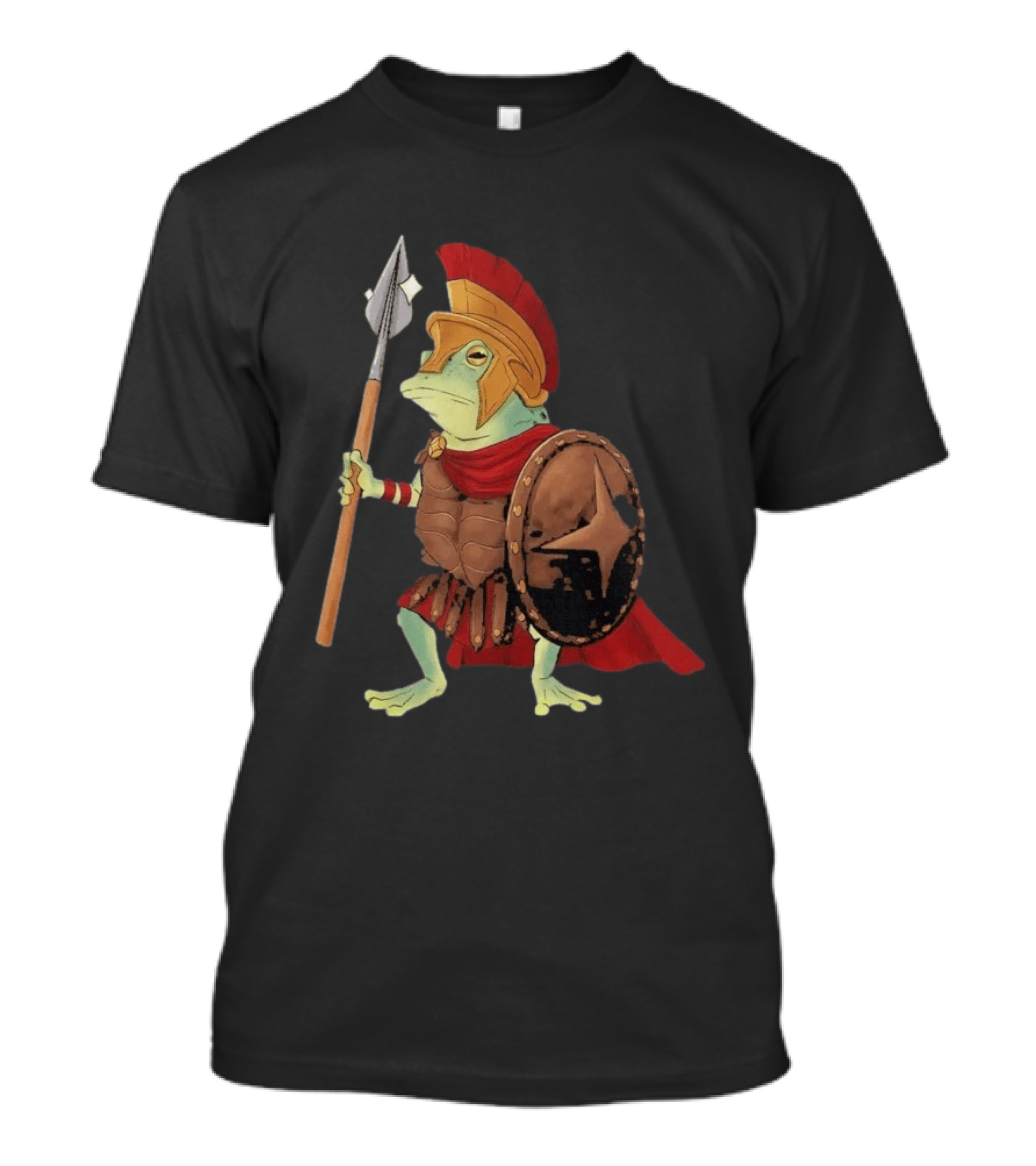 Stakuyi Hop Lite Frog Roman Soldier Spear Shield Helmet Red Cape T-Shirt