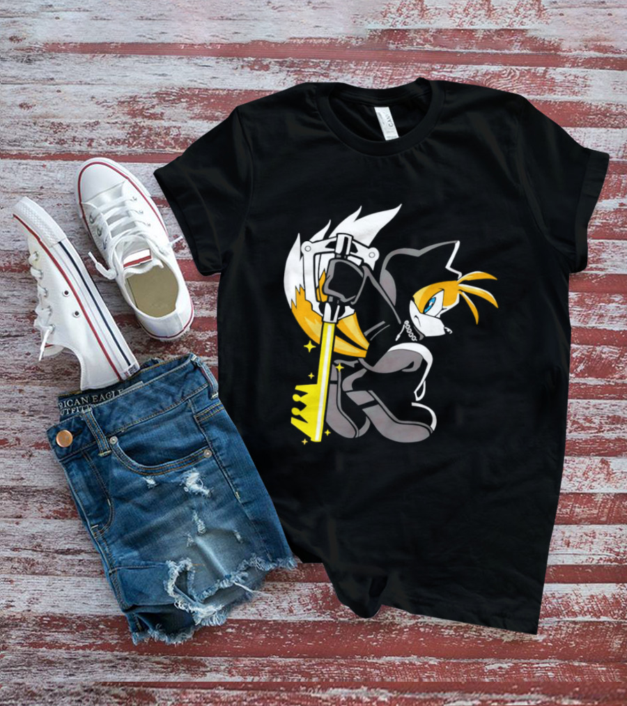 Tails The Fox In Organization XIII Cloak Holding Keyblade T-Shirt