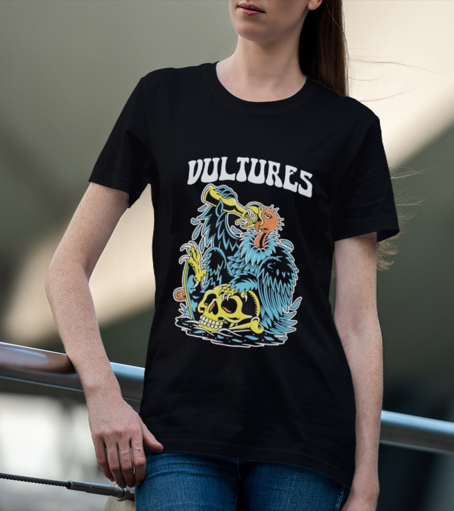 Vultures Drinking Beer On Skull T-Shirt
