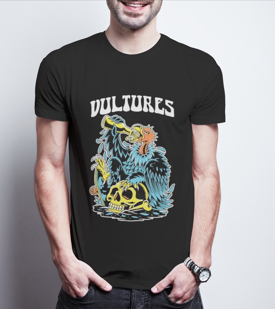 Vultures Drinking Beer On Skull T-Shirt