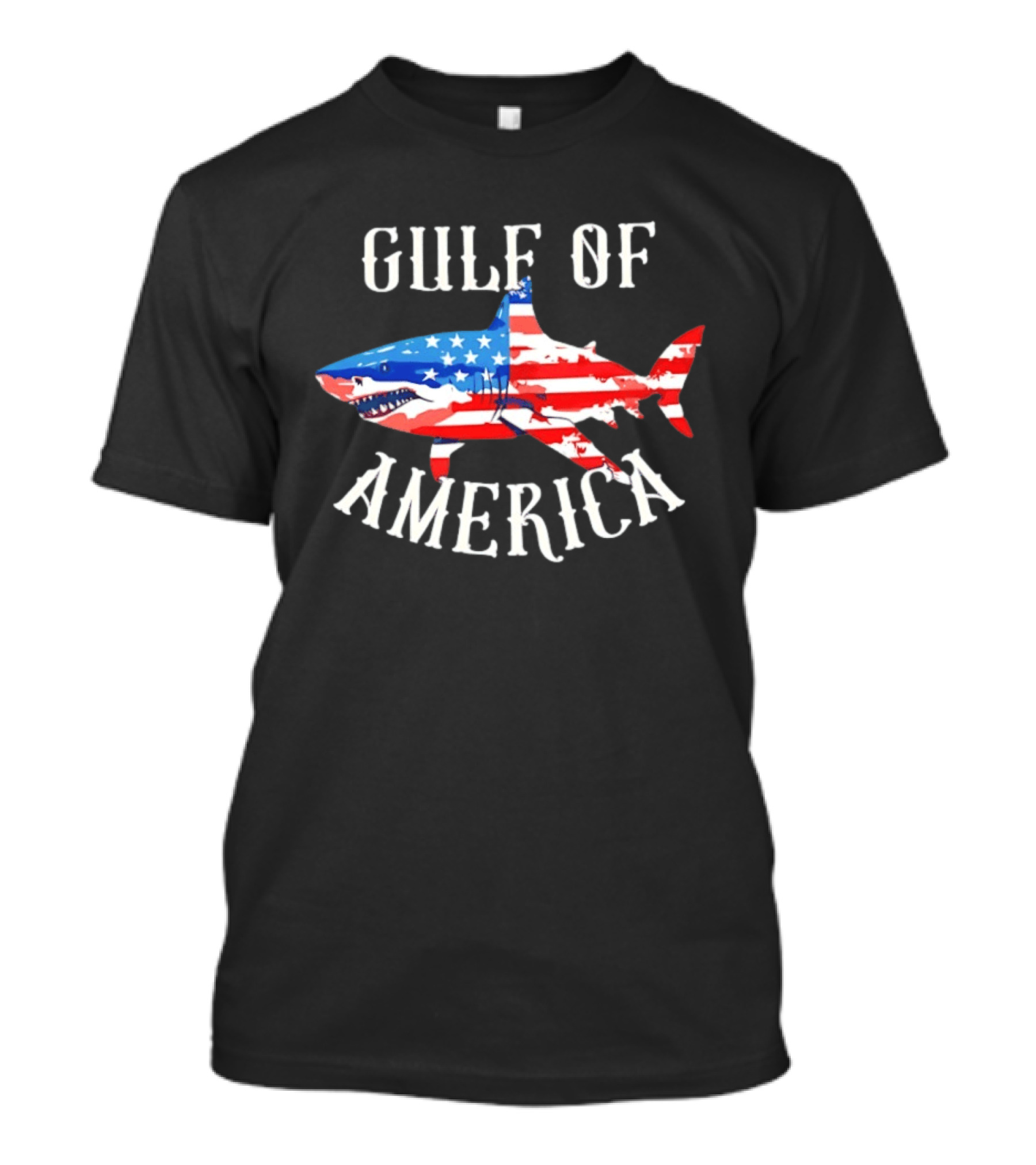 Gulf Of America Shark American Flag Patriotic T-Shirt